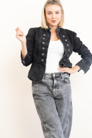 Haute L'Amitié |  Denim jacket with decorative buttons Uniform | grey | Picture 5
