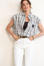 Haute L'Amitié |  Sleeveless checkered blouse Rixt | off white | Picture 6