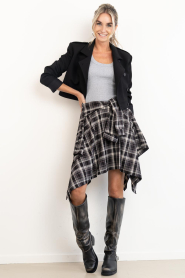 Co'Couture :  Checkered blouse skirt Dagny | black - img4