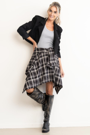 Co'Couture :  Checkered blouse skirt Dagny | black - img2
