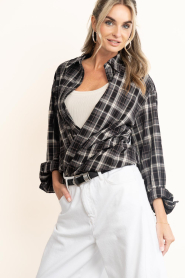 Co'Couture :  Checkered blouse Dagny | black - img2