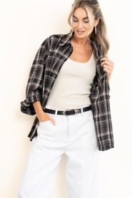 Co'Couture :  Checkered blouse Dagny | black - img4