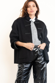 Alter Ego |  Long coat with Chinese fastening Nia | black | Picture 2