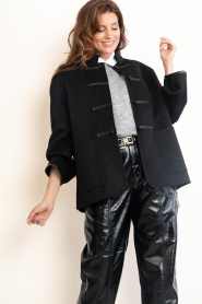 Alter Ego |  Long coat with Chinese fastening Nia | black | Picture 6