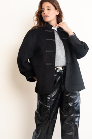 Alter Ego |  Long coat with Chinese fastening Nia | black | Picture 7