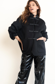 Alter Ego |  Long coat with Chinese fastening Nia | black | Picture 8