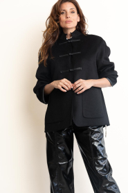 Alter Ego |  Long coat with Chinese fastening Nia | black | Picture 9