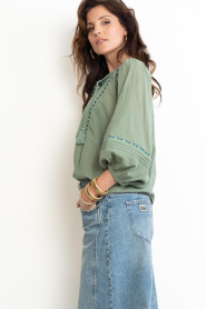 ba&sh |  Cotton embroidered blouse Poeme | green | Picture 6