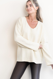 American Vintage |  Soft V-neck sweater Nis | creme | Picture 4