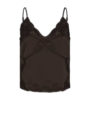 Dante6 |  Satin top with lace Ligne | brown