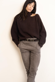 Dante6 |  Knitted sweater with cut-outs Marenna | brown | Picture 2