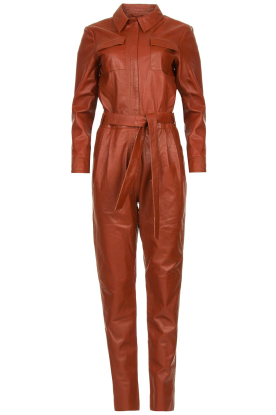 Ibana |Limited Edition: Leren jumpsuit Ofira | rusty red