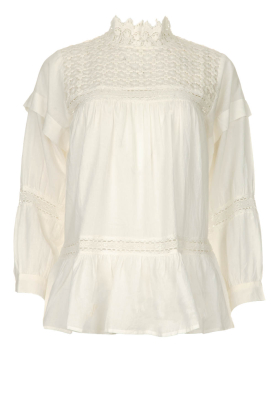 Rabens Saloner | Lace blouse Cia | white