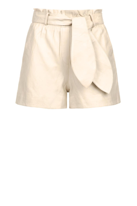 Ibana | Leather shorts with tie belt Sasha | natural