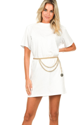 Notes Du Nord |  T-shirt dress with shoulder pads Dominic | white