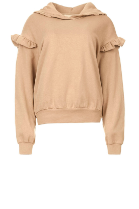 Notes Du Nord | Hoodie with ruffle details Denise | beige