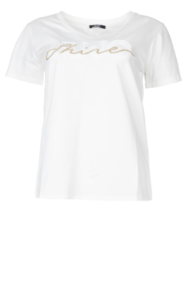 Liu Jo Easywear |Katoenen T-shirt met logo Shine | wit