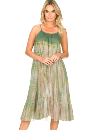Rabens Saloner | Tye-dye jurk Gunva | groen 