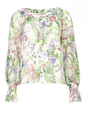 Kocca |Transparante bloemen blouse Reaty | naturel 