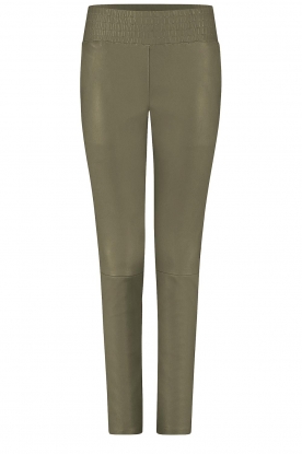Ibana |  Stretch leather pants Colette | olive 