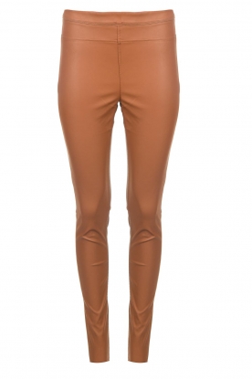 Knit-ted | Faux leather leggings Amber | cognac
