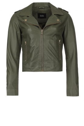 Ibana | Leather biker jacket Bruna | green
