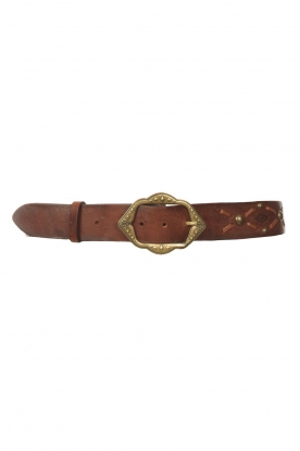 ba&sh | Leather belt with studs Brunelle | brown