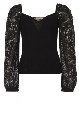 Twinset | Jumper with lace sleeves Emie | black