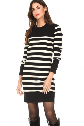 Twinset |  Striped knitted dress Emma | black 