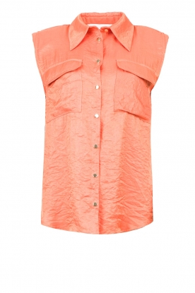 Silvian Heach |Mouwloze blouse met glans effect Pidgey | oranje 