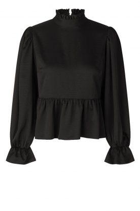 Notes Du Nord | Satin top with ruffles Belize | black