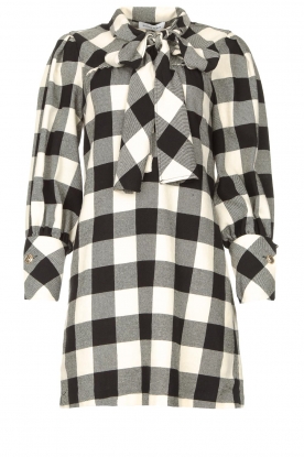 Silvian Heach | Checkered cotton dress with pussy bow Blimpit | black