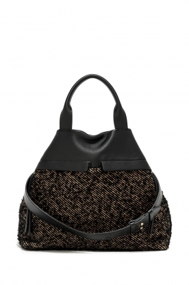 Gianni Chiarini | Leather handbag with print Duna | black