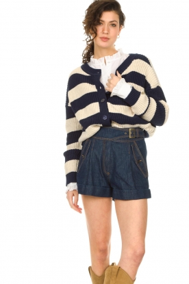 Twinset |  Knitted cardigan with striped print Isabella | blue