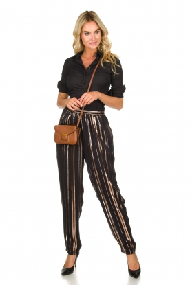 IRO |  Trousers with gold striped True Love | black
