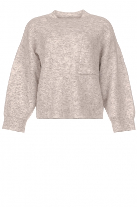 Knit-ted | Basic sweater with chest pocket Cecily | beige