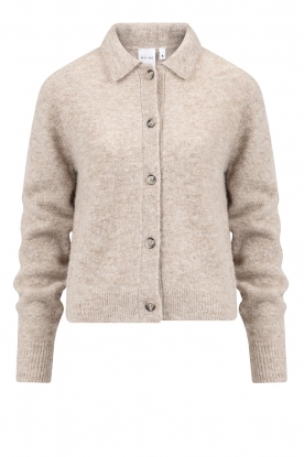 Knit-ted | Knitted cardigan with collar Danny | sand