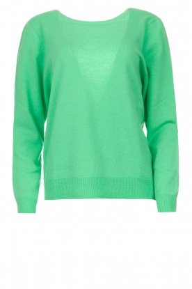 Be Pure |  Sweater with V-shaped back August | green 