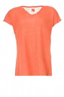 Blaumax | Linen V-neck shirt Fine | burnt orange