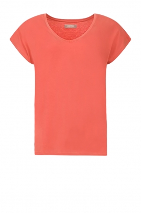 Blaumax |Lyocell v-hals T-shirt Fine | koraal