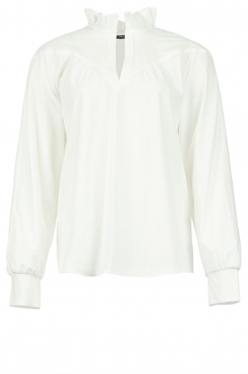D-ETOILES CASIOPE | Travelwear top with ruffle collar Didier | white