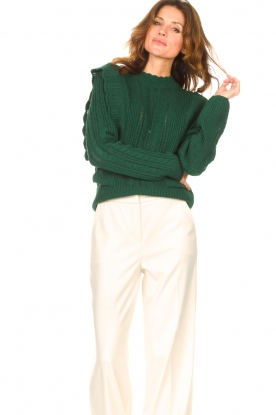 Kocca |  Knitted sweater with ruffles Mirko | green 