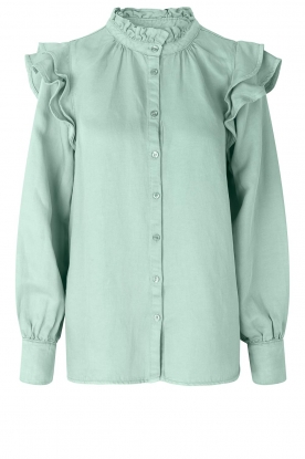 Second Female | Blouse with ruffle details Capsella | green
