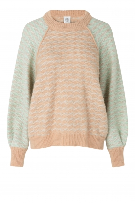 Second Female | Knitted sweater with print Gudrune | green