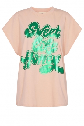 Sofie Schnoor | T-shirt with lettering Sea | salmon pink