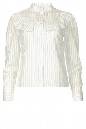 Les Favorites |Gestreepte katoenen blouse Gerrie | wit