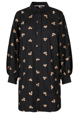 Second Female | Shirt dress with embroideries Wisteria | black