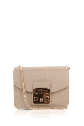 Leren schoudertas Metropolis Mini | taupe