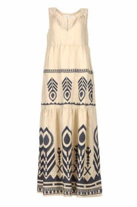 Greek Archaic Kori |Maxi-jurk met borduursels Lisa | sand