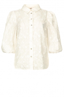 Aaiko | Blouse with floral embroidery Lien | natural